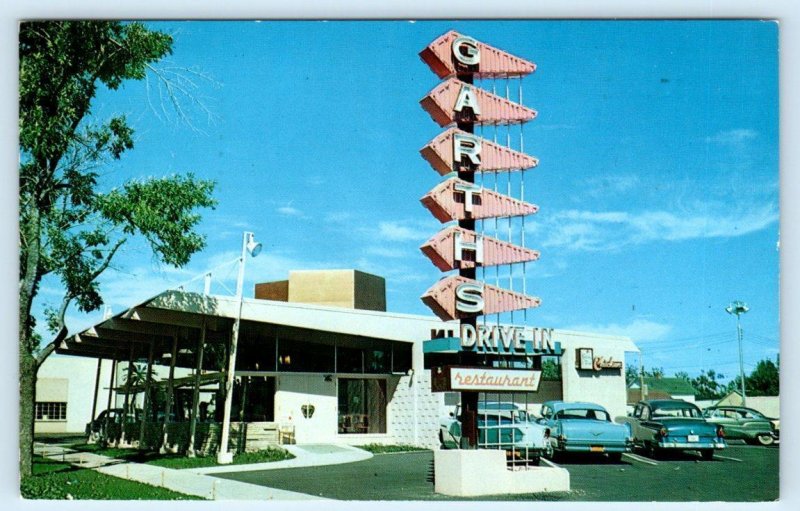 COLORADO SPRINGS, CO ~ Roadside GARTH'S DRIVE IN Restaurant 1950s Cars Postcard