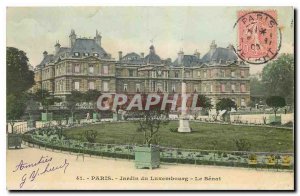 Old Postcard Paris Luxembourg Garden Le Senat