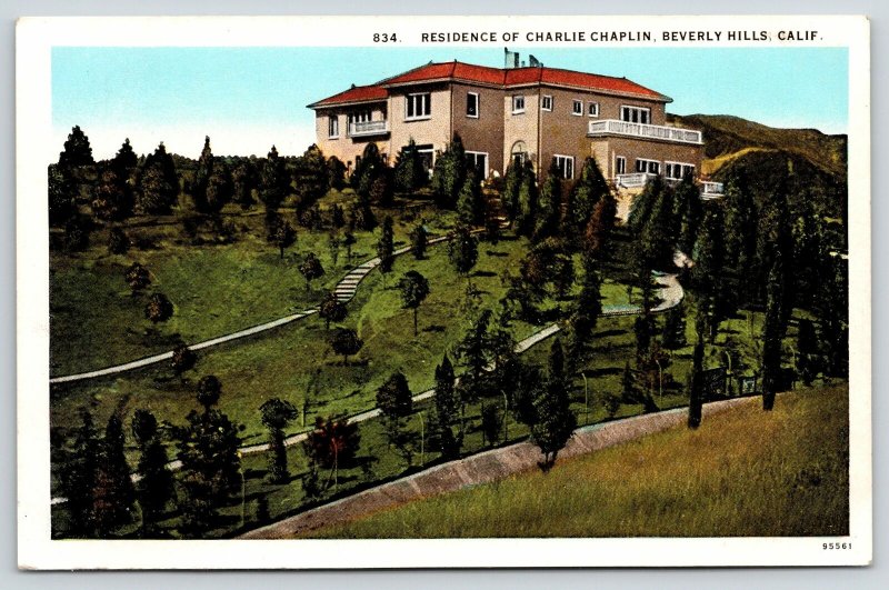 Beverly Hills California~Actor Charlie Chaplin Mansion on Hill~Movie Star~1920s 