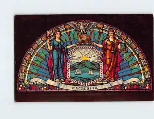 Postcard Stained Glass Window Assembly Lobby State Capitol Albany New York USA