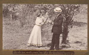 Vintage Postcard 1910's You're Welcome As The Flowers In Spring Romance Lovers