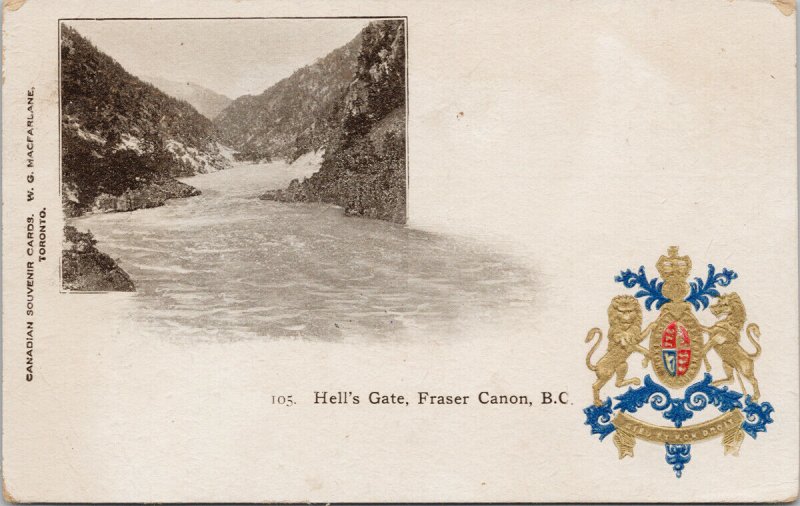 Hell's Gate Fraser Canyon BC Patriotic c1905 Grand River QC Cancel Postcard G93