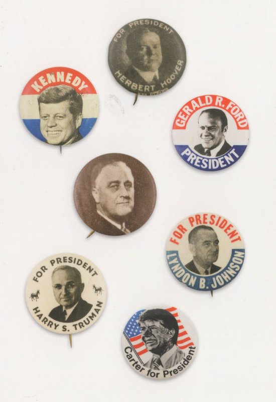 Vote Gerald Ford JFK Kennedy Harry Truman For President Badge Pin Postcard