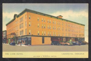 LAFAYETTE INDIANA THE LAHR HOTEL DOWNTOWN CARS LINEN ADVERTISING POSTCARD