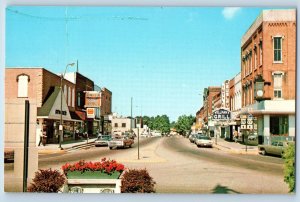 Angola Indiana Postcard Looking West On Maumee Street From The Monument c1960's