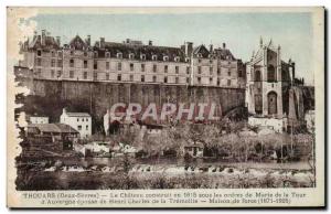 Old Postcard Thouars Chateau Built under the ordes Mary Tower