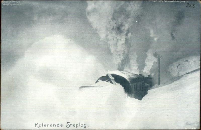 Norway Norge - RR Train Snowplow Snow Plow Roterende Sneplog Postcard