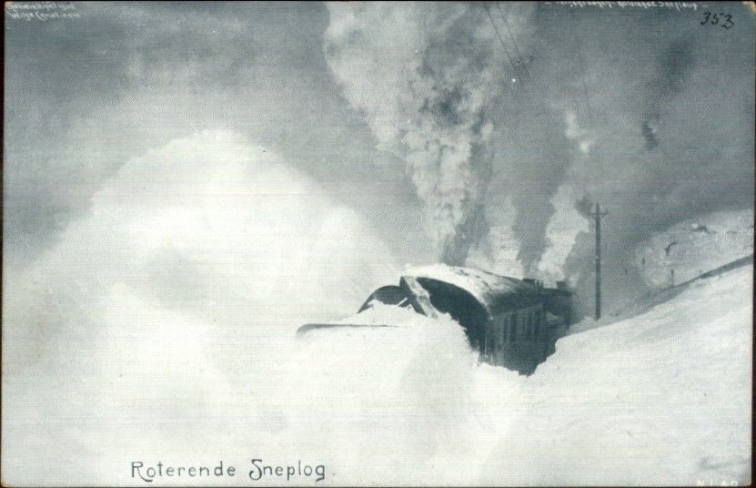 Norway RR Train Snowplow Snow Plow Roterende Sneplog Postcard