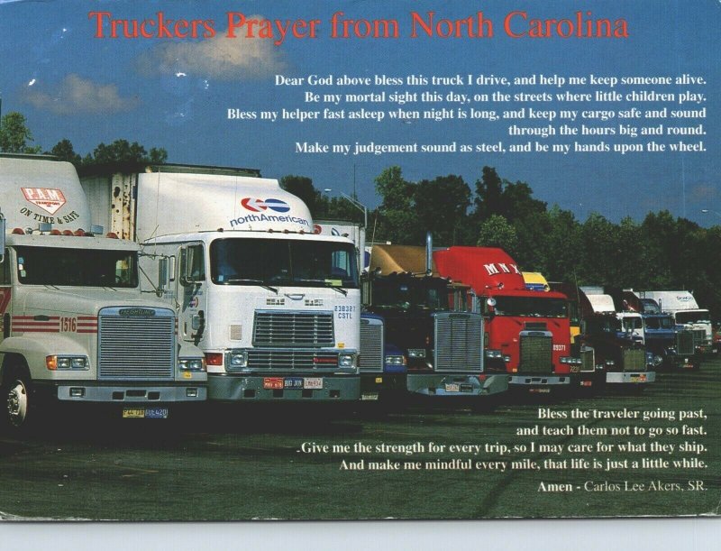 Truckers Prayer From North Carolina Trucks Vintage Postcard BS15