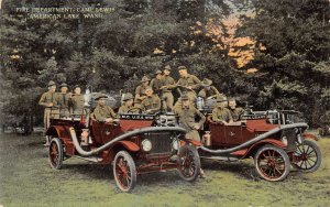 Camp Lewis Washington American Lake Fire Dept Cars Postcard AA75656