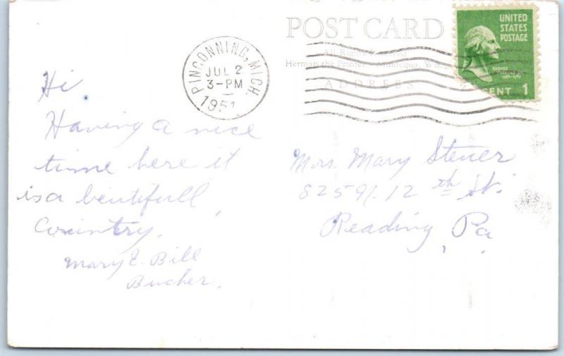 PINCONNING, Michigan  MI    Fishing at CALIFORNIA INN & HOTEL  1951     Postcard
