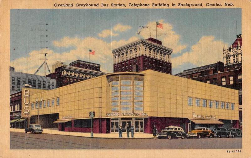 Omaha Nebraska Greyhound Bus Station Antique Postcard J44561