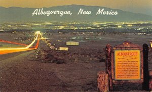 Albuquerque, New Mexico ROUTE 66 Night View Roadside 1960s Vintage Postcard