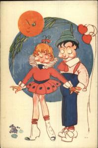 Italian Unusual Man in the Moon Fantasy Children Romance Postcard #2