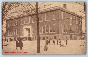 Reading Michigan MI Postcard High School Building Exterior 1913 Antique Snow