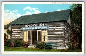 First House Built In Owosso, Michigan, Vintage Curt Teich Postcard