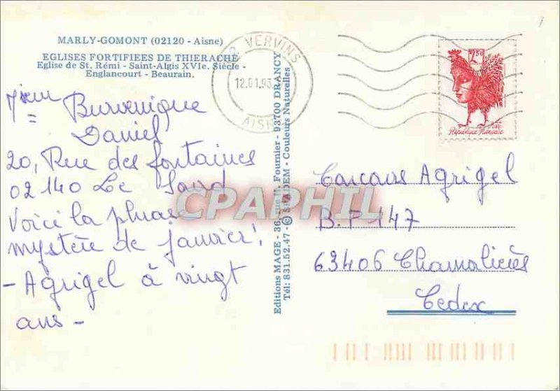 Postcard Modern Marly Gomont (Aisne) Church of Thierache fortified Church of ...