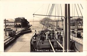 Panama Canal Ship Trainsiting Real Photo Antique Postcard K47208