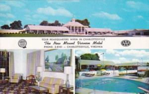 Virginia Charlottesville New Mount Vernon Motel Lobby and Swimming Pool 1962