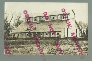 Janesville MINNESOTA RPPC 1910 BARN RAISING Construction WORKERS nr Mankato
