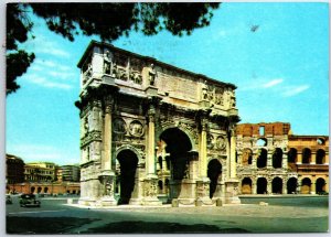 VINTAGE POSTCARD CONTINENTAL SIZE CONSTANTINE'S ARCH IN ROME ITALY POSTED 1950s