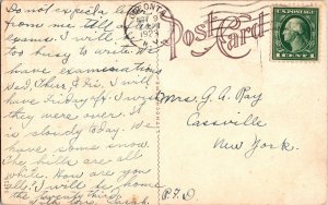 Post Office Johnstown New York Oneonta Vintage Postcard 1c Stamp Cancel Note WOB 
