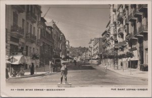 RPPC Postcard Agias Sofia Street Thessaloniki Greece