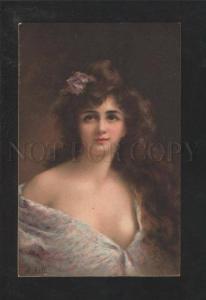 3071398 Semi-Nude Lady LONG HAIR by Angelo ASTI vintage colorPC