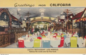 LOS ANGELES, California, 1930-40s; Greetings, Interior, Lucca Restaurant