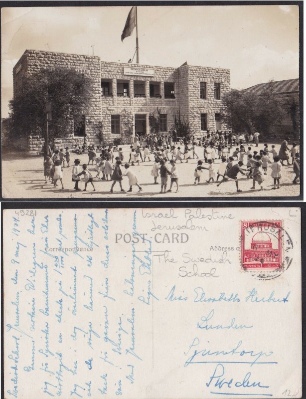 Palestine Jerusalem PC 1934 Swedish School SVENSKA SKOLAN - British Mandate
