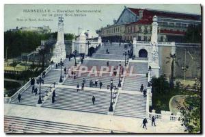 Old Postcard Marseille Escalier Monumental De La Gare St Charles