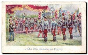 Postcard Old Army July 14, 1880 Distribution of flags Dragons