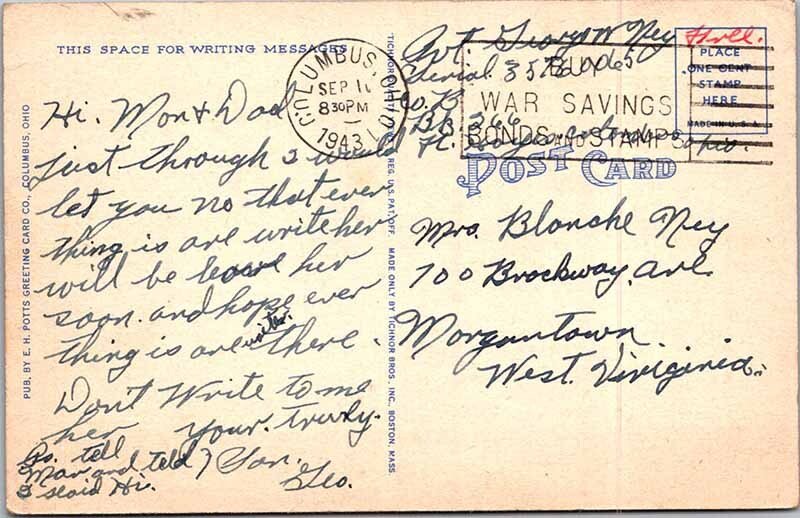 Postcard DAM SCENE Columbus Ohio OH AN8839