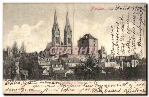 Moulins Old Postcard Cathedral and jail