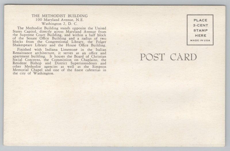 Washington DC~Methodist Building~Italian Renaissance~Christian Social Concerns