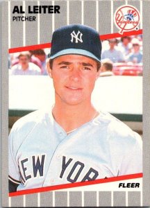 1989 Fleer Baseball Card Al Leiter New York Yankees sk21044