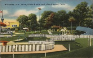 New London Connecticut CT Miniature Golf Course c1930s-40s Linen Postcard