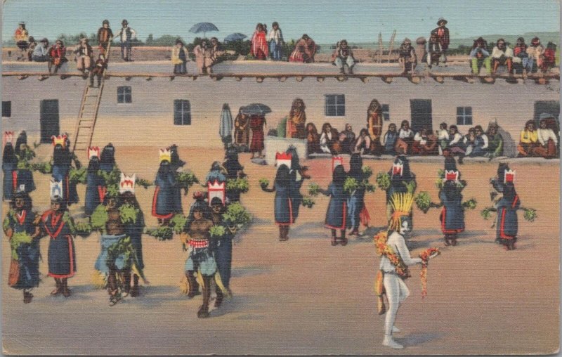 Postcard Native American Pueblo Indian corn Dance Ceremony