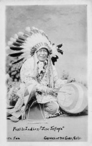 F40/ Garden of the Gods Colorado RPPC Postcard c1930s Pueblo Indian