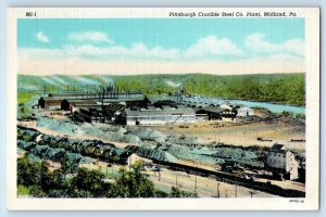 c1940 Midland Pennsylvania PA Postcard Pittsburgh Crucible Steel Company Plant