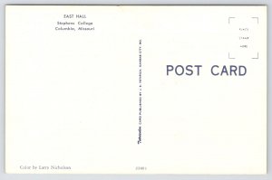 State View~Columbia Missouri~East Hall~Stephens College~Vintage Postcard