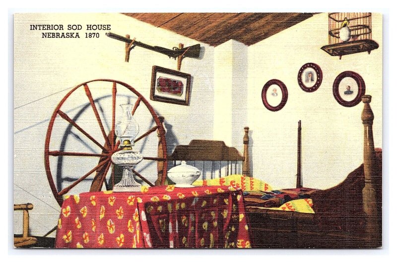House Of Yesterday Museum Hasting Nebraska Postcard Interior Sod House 1870