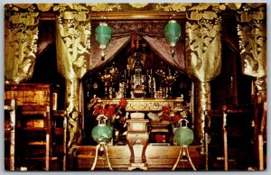 Kealakekua Kona Hawaii 1960s Postcard Daifukuji Soto Mission Altar Main Temple