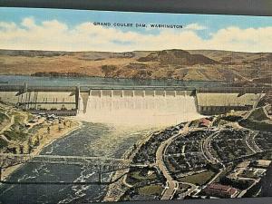 Postcard  Aerial View of Grand Coulee Dam in Coulee Dam, WA.   U1