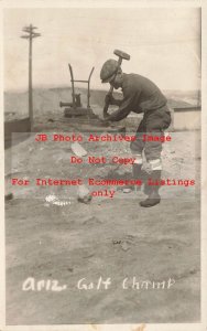 AZ, Jerome, Arizona, RPPC, Dewey Golf Champ with Sledgehammer, Mining