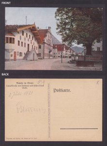 Vintage postcard Reutte Tyrol Austria main street Rathaus historic linden tree