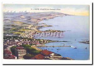 Cote d & # 39azur Cannes to Nice Old Postcard