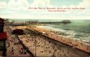 New Jersey Atlantic City Birds Eye View Of Boardwalk Beach and Surf Including...