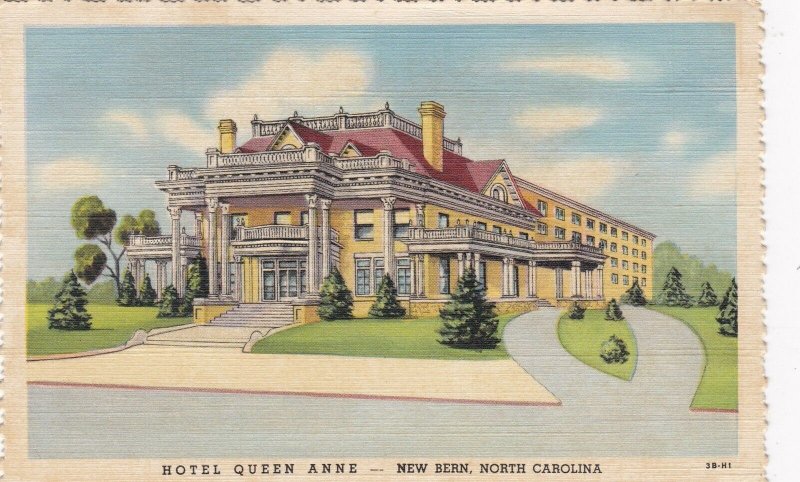 North Carolina New Bern Hotel Queen Anne 1945 Curteich sk3904