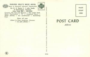 Bennington Vermont 1950s Postcard Darling Kelly's Brick Motel